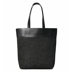 Calvin Klein Black Raffia/Leather Tote Bag